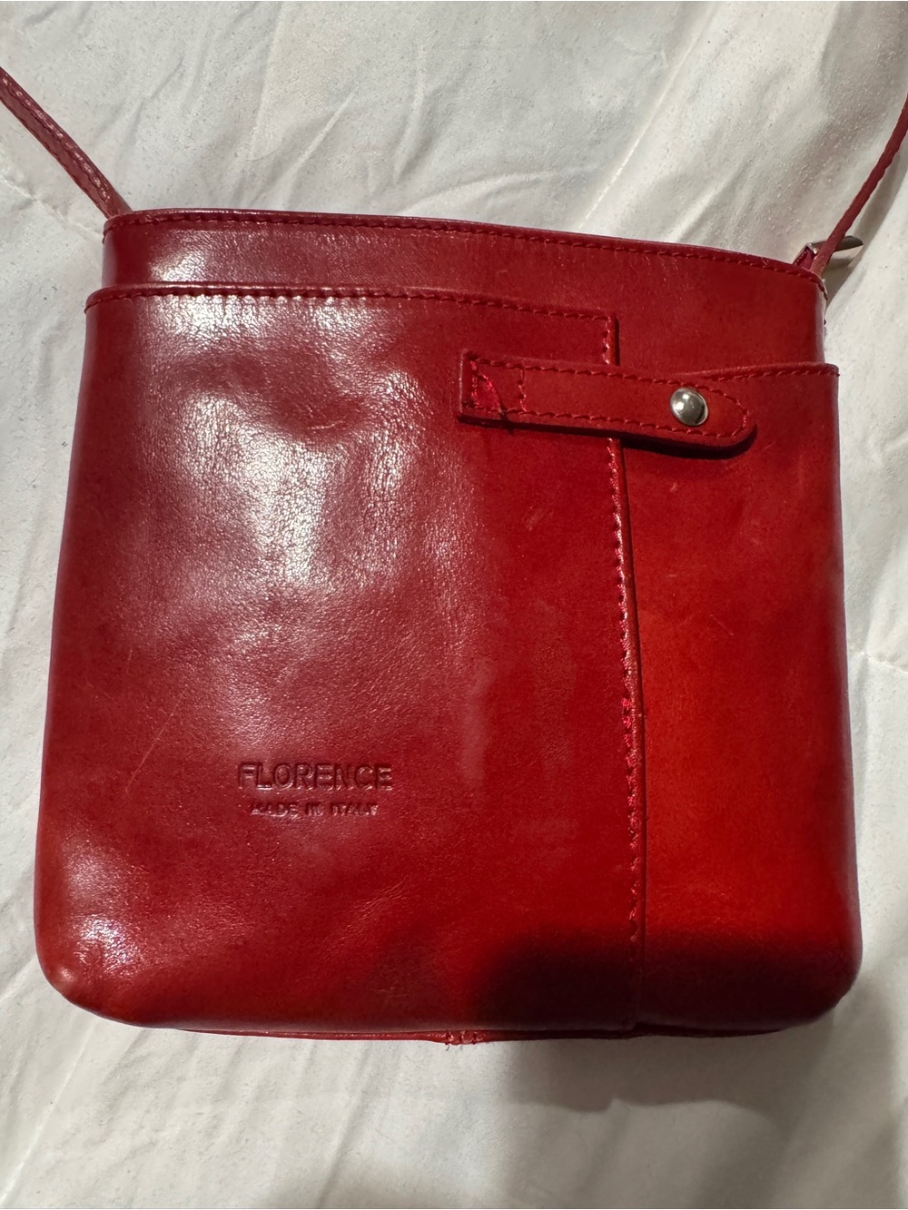 Florence Red Leather Crossbody Bag - Smooth Italian Leather